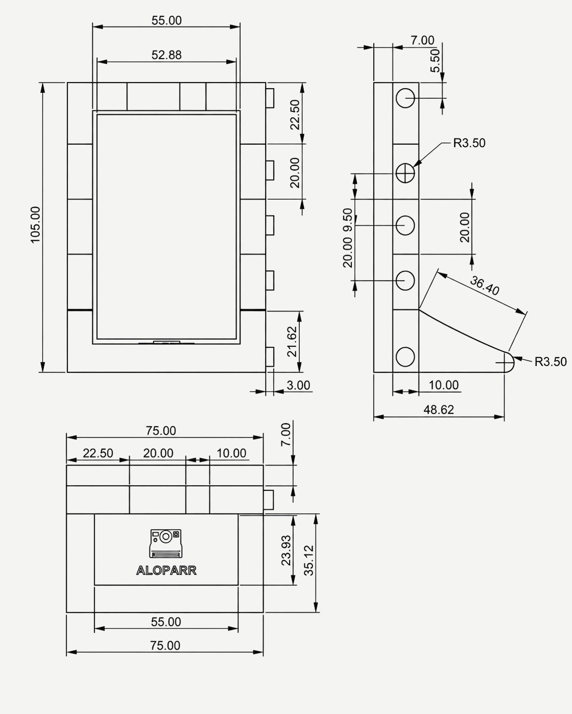 Plano técnico del portafotos